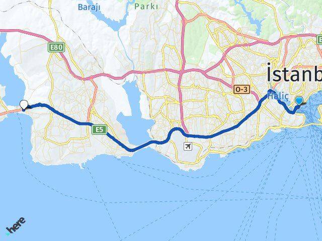 Karaköy İskelesi Büyükçekmece Arası Kaç Km - Yol Tarifi