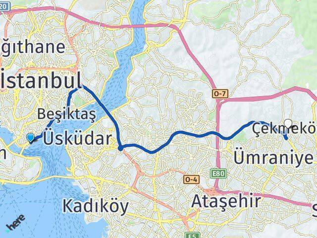 Karaköy İskelesi Çekmeköy Arası Kaç Km - Yol Tarifi