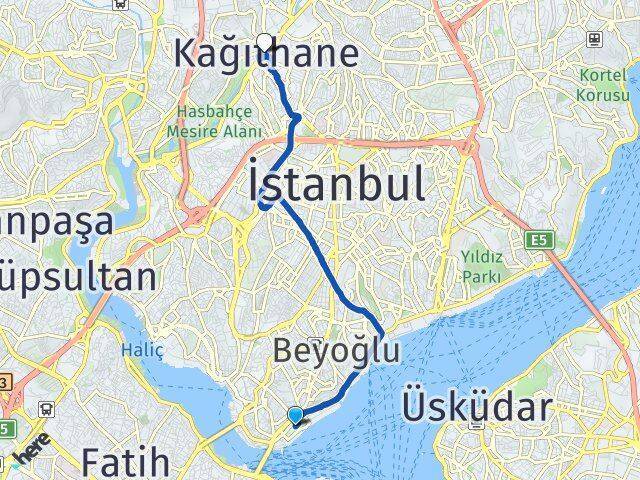Karaköy İskelesi Kağıthane Arası Kaç Km - Yol Tarifi