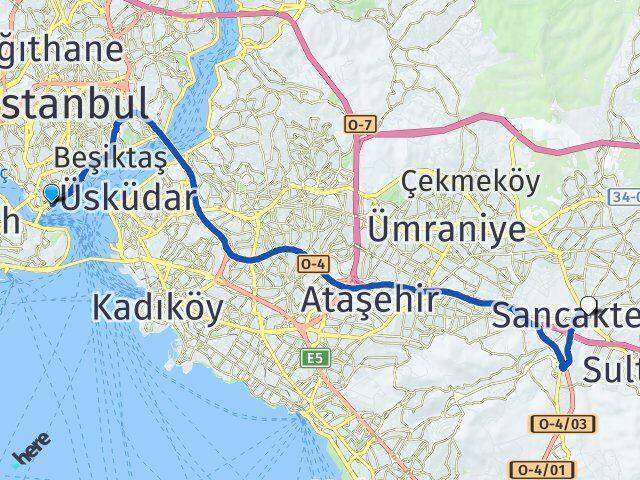 Karaköy İskelesi Sancaktepe Arası Kaç Km - Yol Tarifi