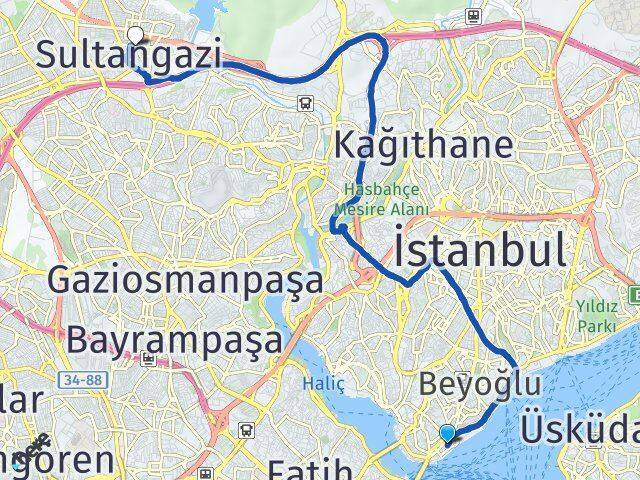 Karaköy İskelesi Sultangazi Arası Kaç Km - Yol Tarifi