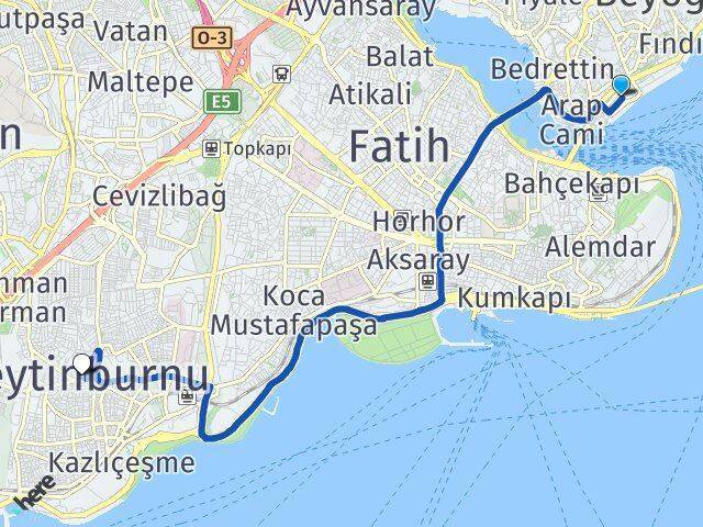 Karaköy İskelesi Zeytinburnu Arası Kaç Km - Yol Tarifi