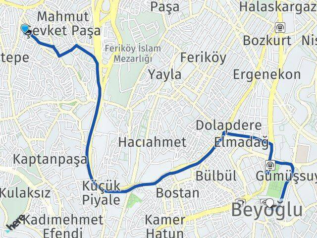 Piyalepaşa Beyoğlu Arası Kaç Km - Yol Tarifi