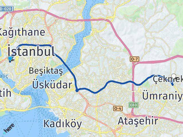 Piyalepaşa Çekmeköy Arası Kaç Km - Yol Tarifi