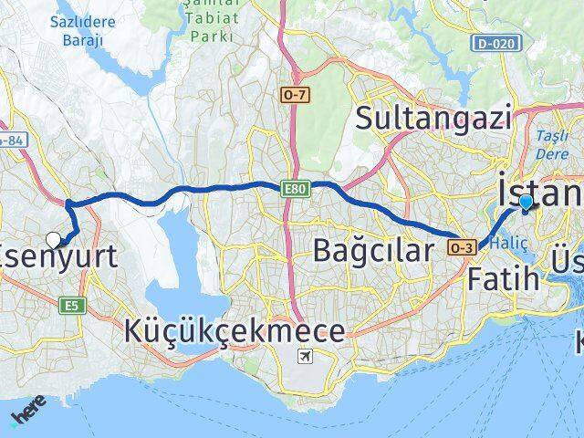 Piyalepaşa Esenyurt Arası Kaç Km - Yol Tarifi