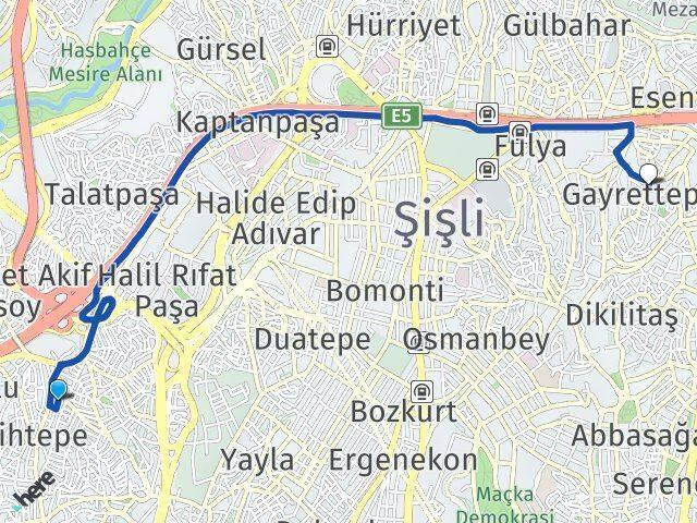 Piyalepaşa Gayrettepe Arası Kaç Km - Yol Tarifi