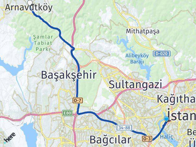 Sütlüce Arnavutköy Arası Kaç Km - Yol Tarifi