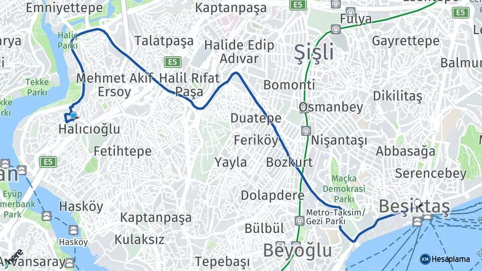 Sütlüce Beşiktaş Arası Kaç Km - Yol Tarifi