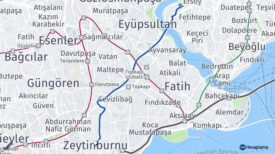 Sütlüce Zeytinburnu Arası Kaç Km - Yol Tarifi