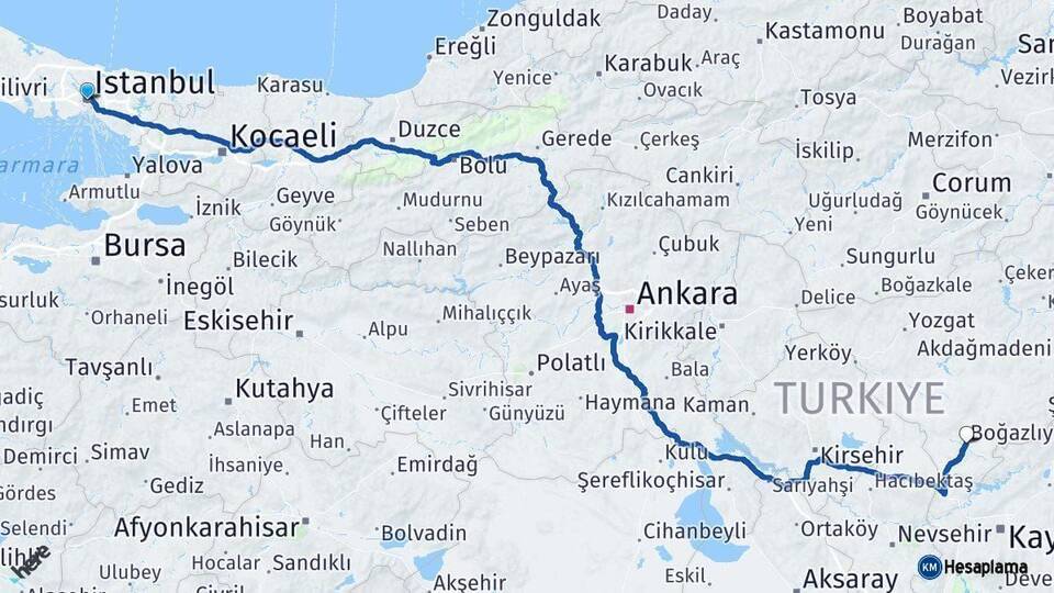 İstanbul Boğazlıyan Arası Kaç Km - Yol Tarifi