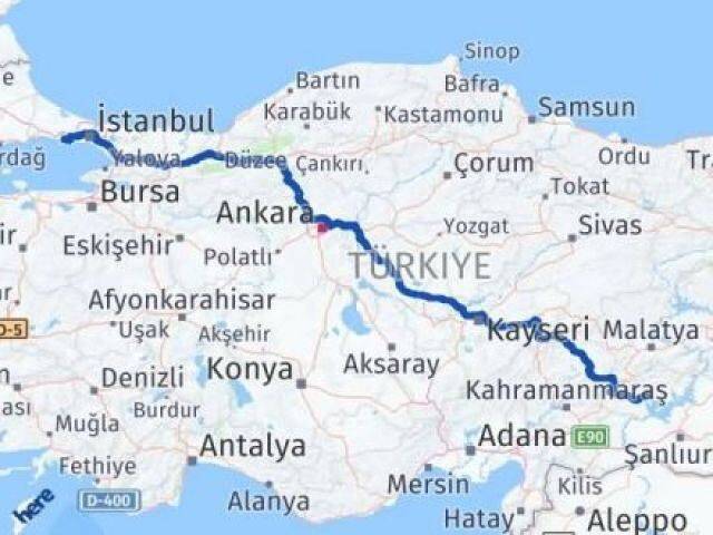 İstanbul Büyükçekmece Adıyaman Arası Kaç Km - Yol Haritası