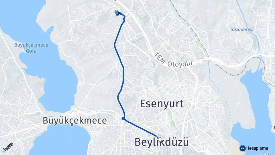 Alkent 2000 Beylikdüzü Arası Kaç Km - Yol Tarifi