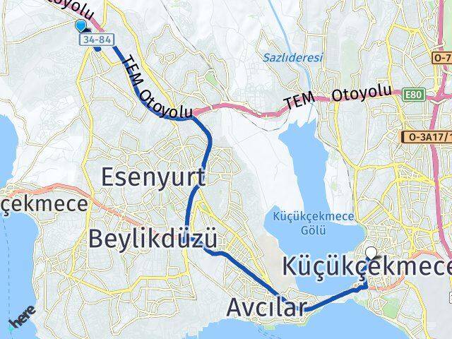 Alkent 2000 Küçükçekmece Arası Kaç Km - Yol Tarifi