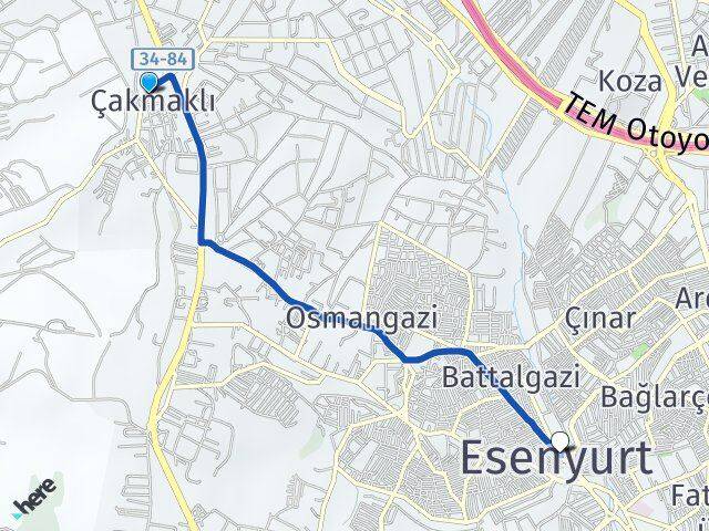Çakmaklı Esenyurt Arası Kaç Km - Yol Tarifi