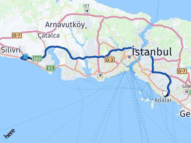 İstanbul Büyükçekmece Celaliye Kartal Arası Kaç Km - Yol Haritası