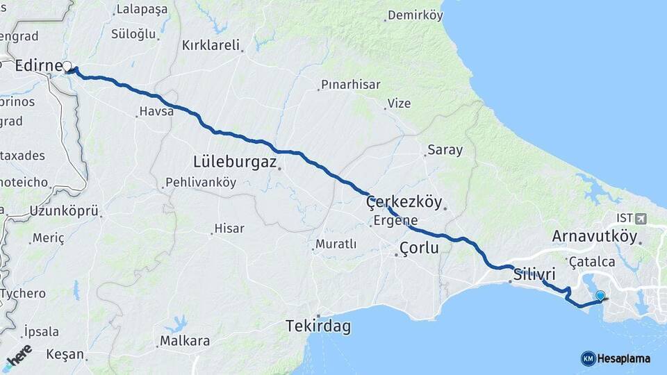 Büyükçekmece Edirne Arası Kaç Km - Yol Tarifi