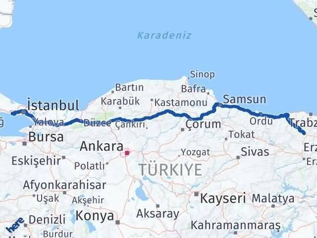 Büyükçekmece Gümüşhane Arası Kaç Km - Yol Tarifi