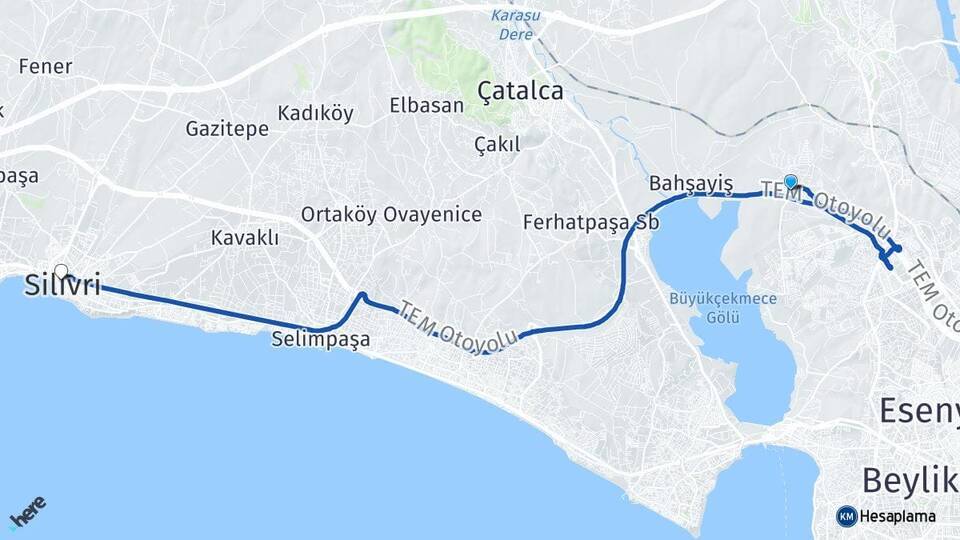 Karaağaç Silivri Arası Kaç Km - Yol Tarifi