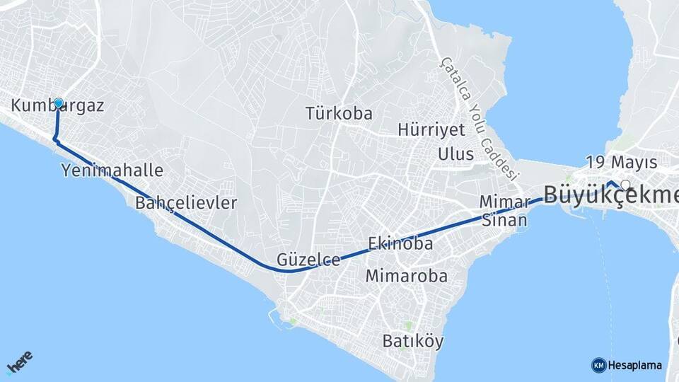 Kumburgaz Büyükçekmece Arası Kaç Km - Yol Tarifi