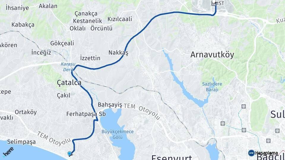 Kumburgaz İstanbul Havalimanı Arası Kaç Km - Yol Tarifi