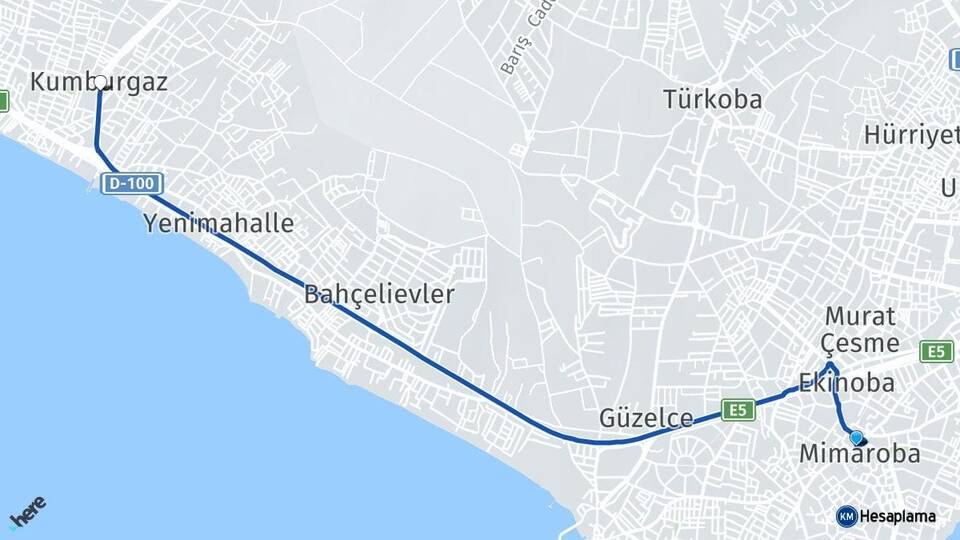 İstanbul Büyükçekmece Mimaroba Kumburgaz Büyükçekmece Arası Kaç Km - Yol Haritası