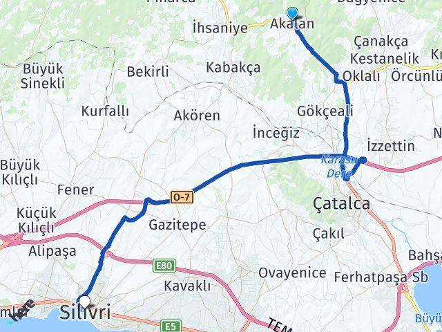 Akalan Silivri Arası Kaç Km - Yol Tarifi