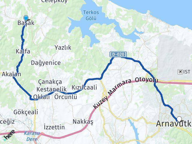 Başak Arnavutköy Arası Kaç Km - Yol Tarifi