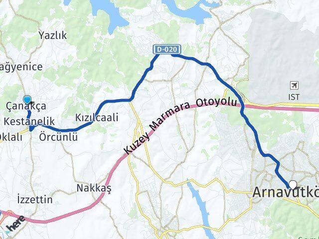 Çanakça Arnavutköy Arası Kaç Km - Yol Tarifi