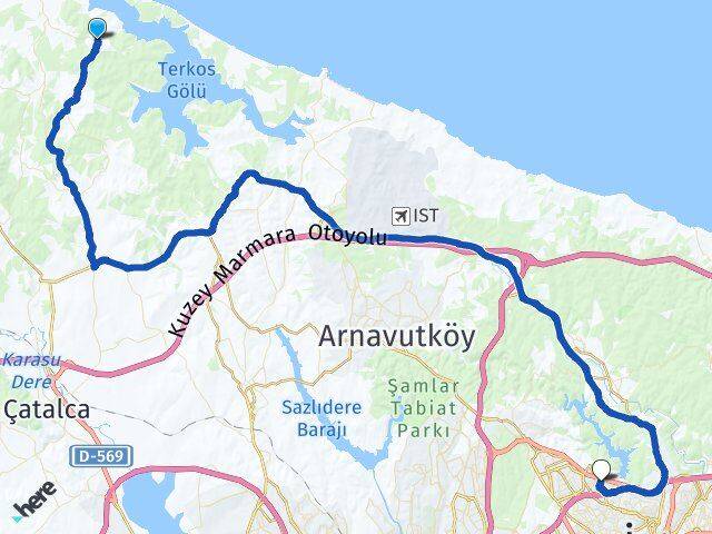 İstanbul Çatalca Celepköy Sultangazi Arası Kaç Km - Yol Haritası