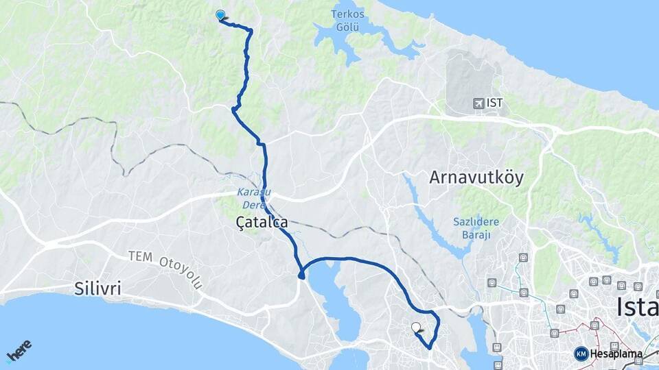 Çiftlikköy Esenyurt Arası Kaç Km - Yol Tarifi