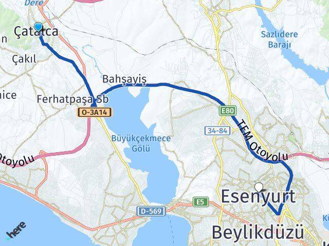 Ferhatpaşa Esenyurt Arası Kaç Km - Yol Tarifi
