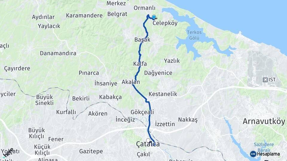 Hisarbeyli Çatalca Arası Kaç Km - Yol Tarifi