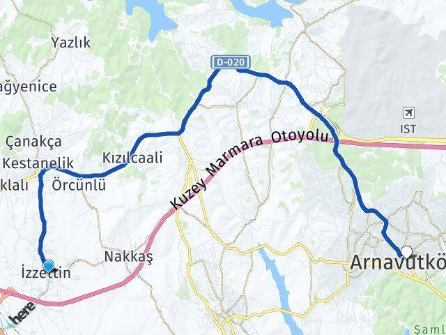 İzzettin Arnavutköy Arası Kaç Km - Yol Tarifi