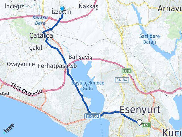 İzzettin Beylikdüzü Arası Kaç Km - Yol Tarifi