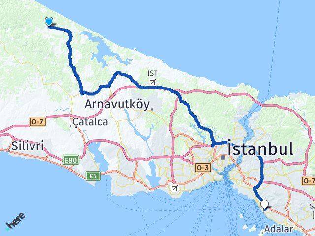 İstanbul Çatalca Karacaköy Maltepe Arası Kaç Km - Yol Haritası