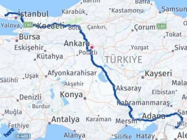 İstanbul Çatalca Kilis Arası Kaç Km - Yol Haritası