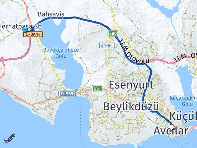 İstanbul Çatalca Muratbey Avcılar Arası Kaç Km - Yol Haritası