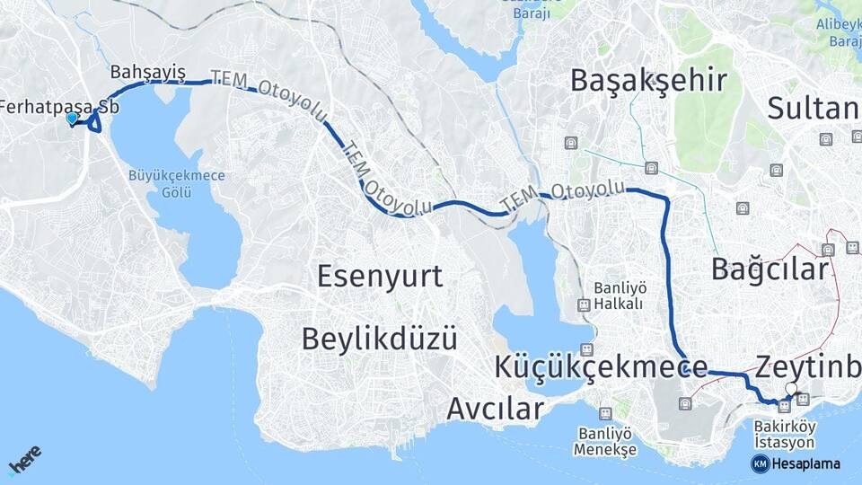 İstanbul Çatalca Muratbey Bakırköy Arası Kaç Km - Yol Haritası