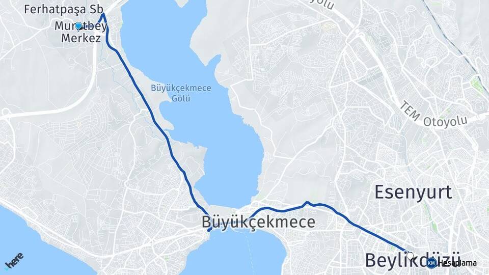 İstanbul Çatalca Muratbey Beylikdüzü Arası Kaç Km - Yol Haritası