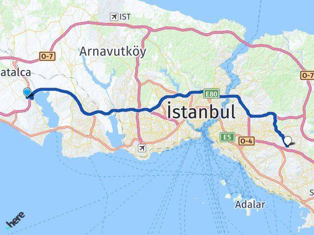 İstanbul Çatalca Muratbey Sancaktepe Arası Kaç Km - Yol Haritası