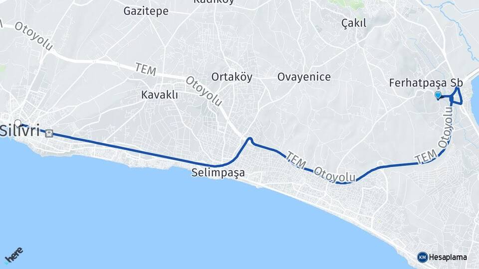 İstanbul Çatalca Muratbey Silivri Arası Kaç Km - Yol Haritası
