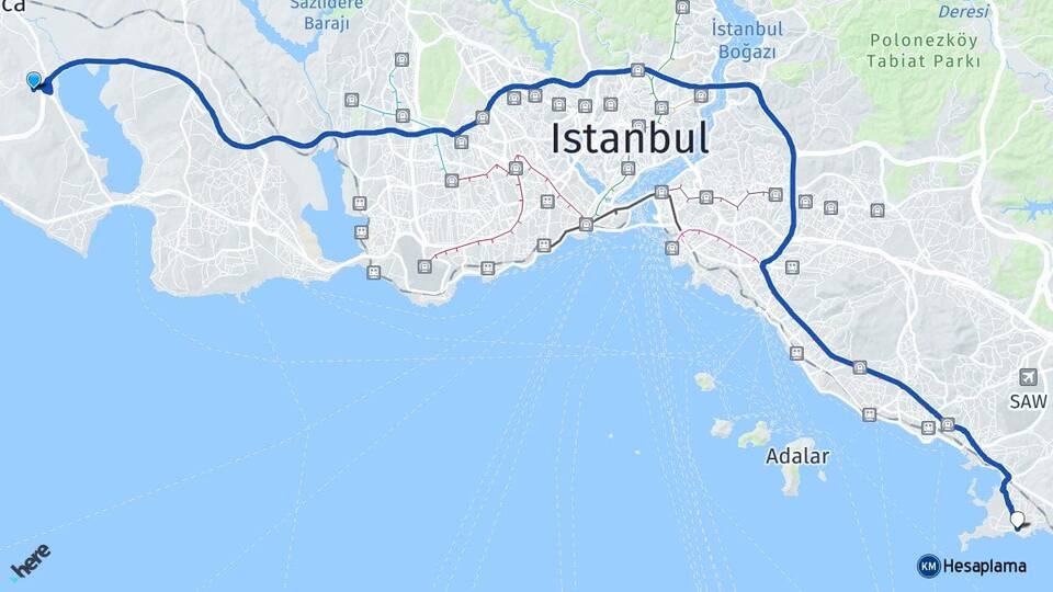 İstanbul Çatalca Muratbey Tuzla Arası Kaç Km - Yol Haritası