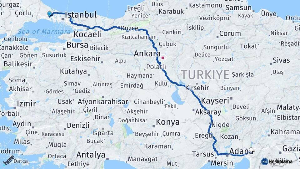 İstanbul Çatalca Osmaniye Arası Kaç Km - Yol Haritası