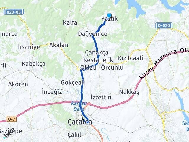 Yazlık Çatalca Arası Kaç Km - Yol Tarifi