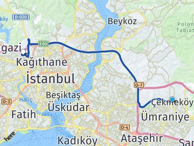 Çekmeköy Alibeyköy Cep Otogarı Arası Kaç Km - Yol Tarifi