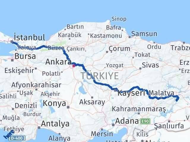 İstanbul Çüngüş Diyarbakır Arası Kaç Km - Yol Haritası