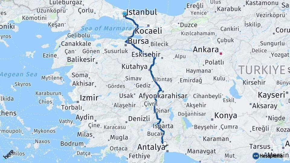İstanbul Döşemealtı Arası Kaç Km - Yol Tarifi
