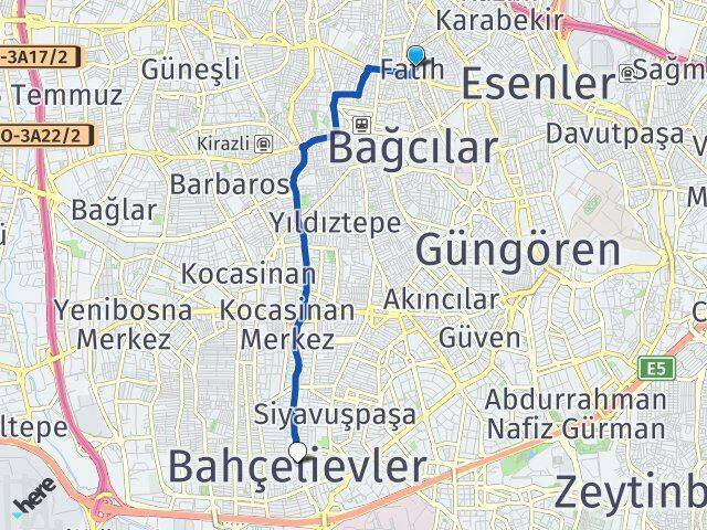 Fatih Bahçelievler Arası Kaç Km - Yol Tarifi