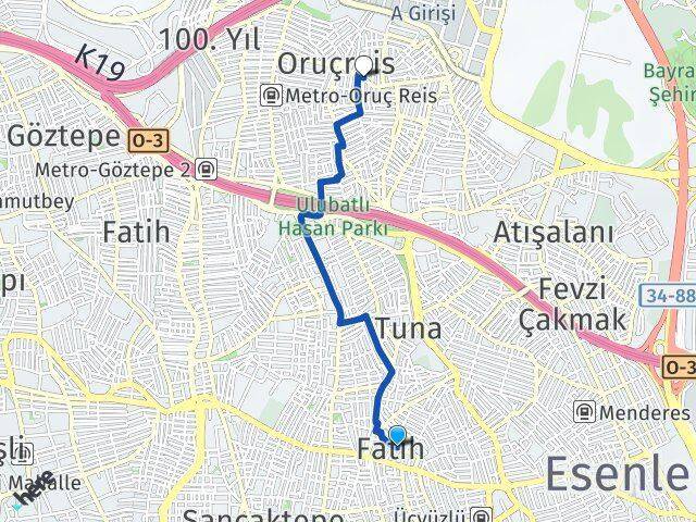 Fatih Turgut Reis Arası Kaç Km - Yol Tarifi