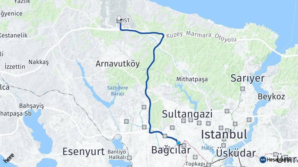 Esenler İstanbul Havalimanı Arası Kaç Km - Yol Tarifi